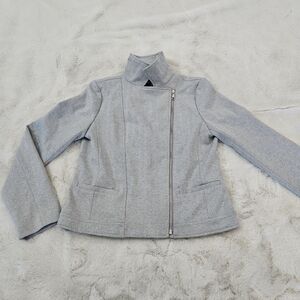 Ann Taylor Gray Asymmetrical Blazer Core Capsule Work Jacket Business Casual
